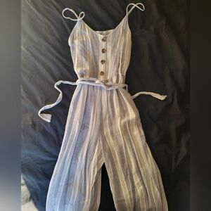 SO Blue and White Striped Jumpsuit